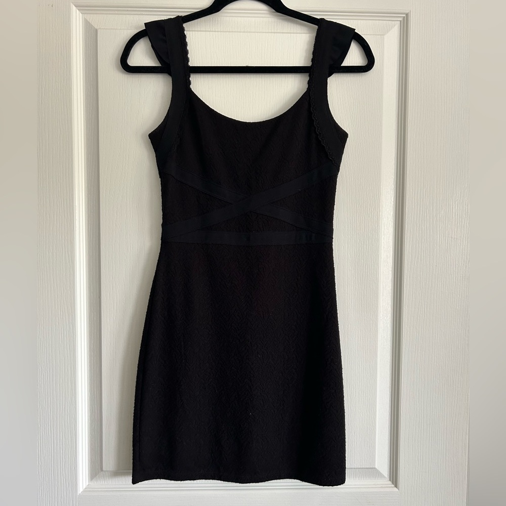 Free People Black bodycon mini dress with back cutouts